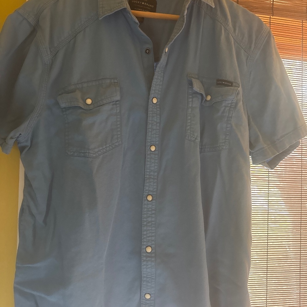 Blue short sleeve button down